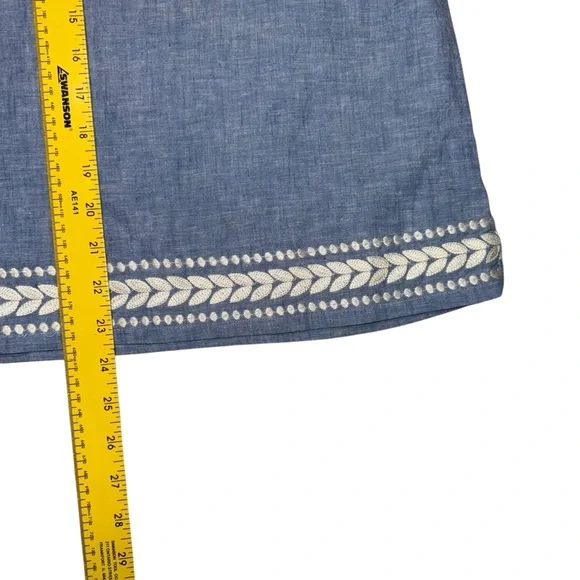 Boden Linen Blend Women’s Embroidered Top in Chambray Blue White size 12 - Picture 12 of 12